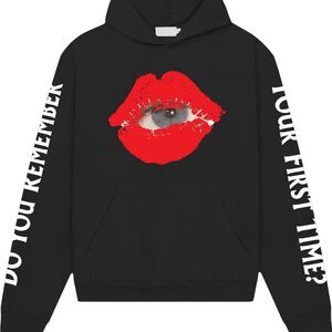 Kid Laroi 2022 Tour Black Hoodie with Red Lip Print